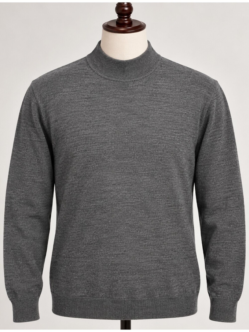 Massimo Dutti Men's Merino Wool Mock Neck Sweater Gray L